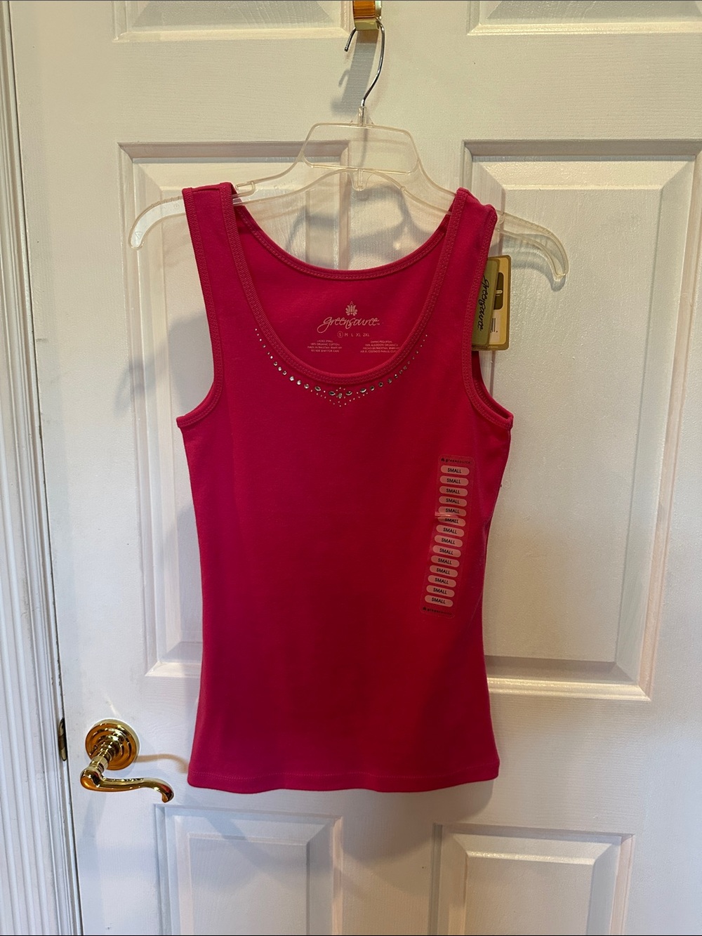 NWT Green Source Pink Jewel-Accent Tank Top